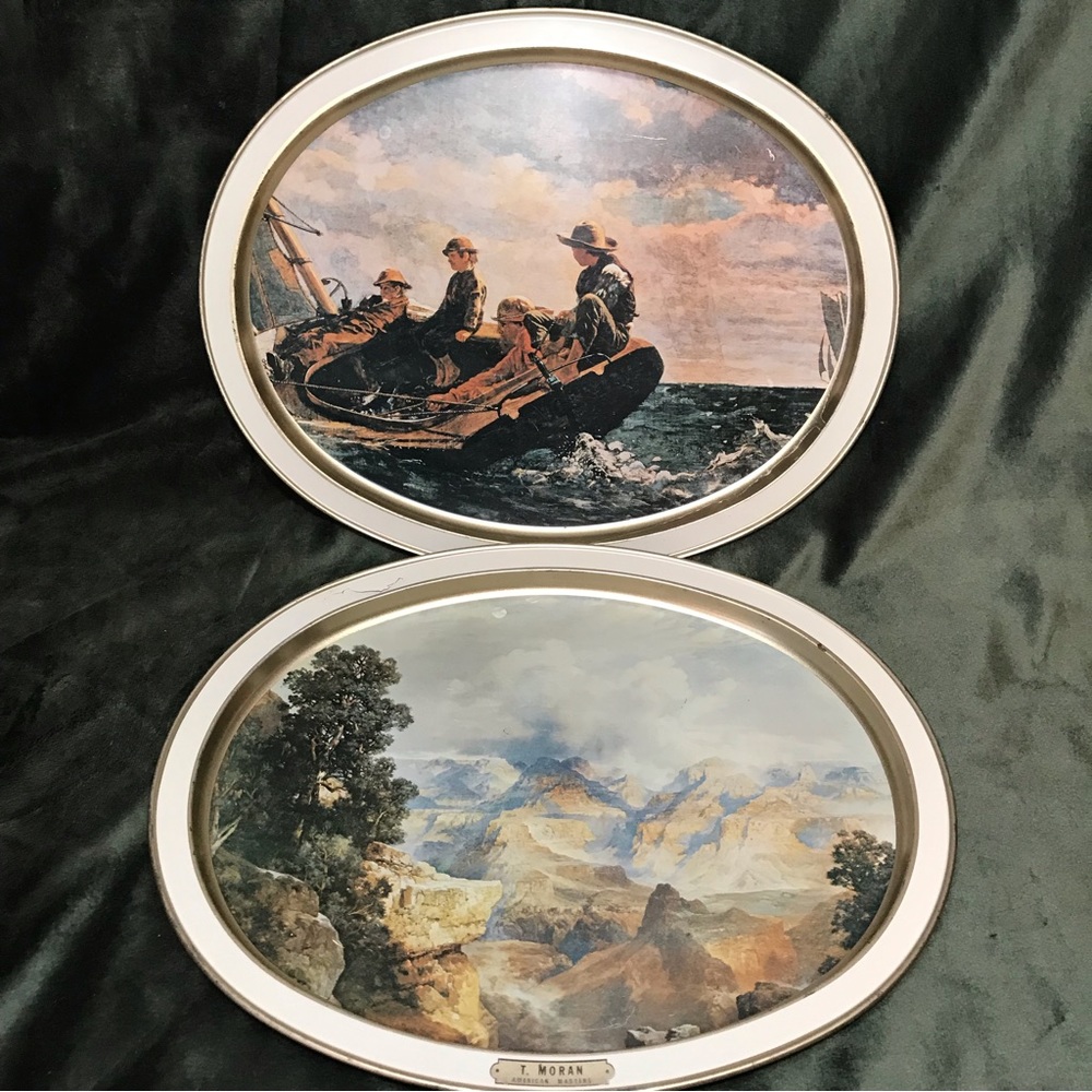 2 Vintage Sunshine Biscuits Cookie Tray American Masters W. Homer & T. Moran